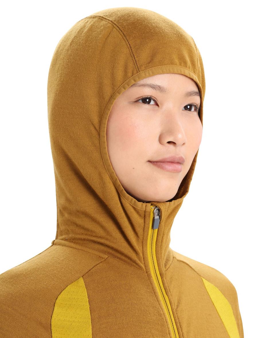 Clove / Silent Gold Icebreaker ZoneKnit™ Merino Long Sleeve Zip Women's Hoodie | AU 1673UZGT